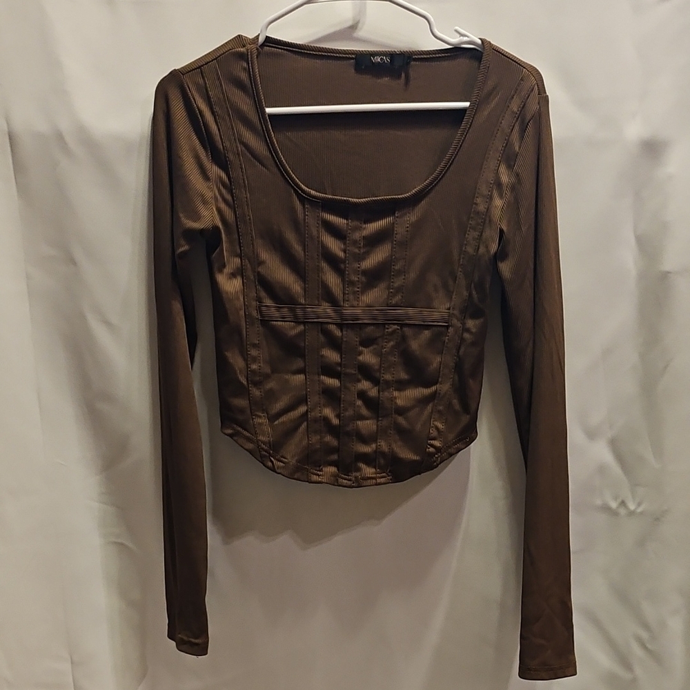 Chic Brown Long Sleeve Top